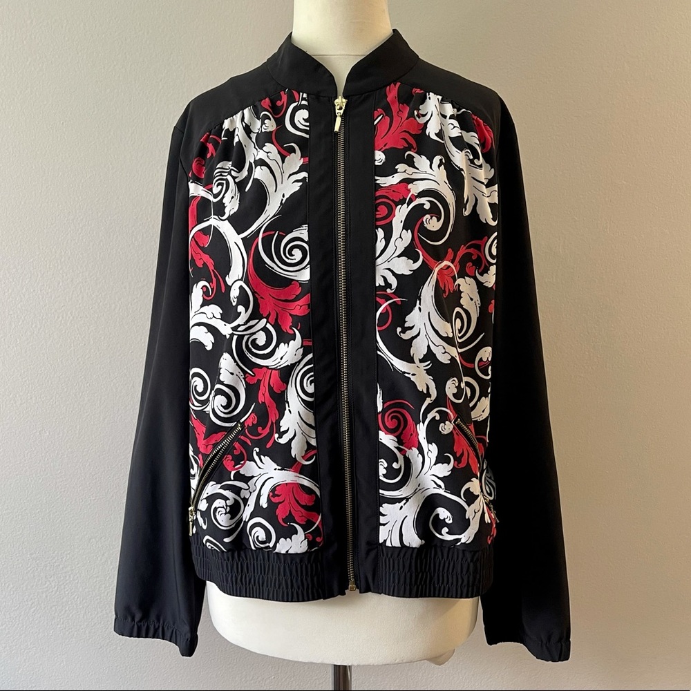 Chicos Zenergy Patterned Zip Up Jecket